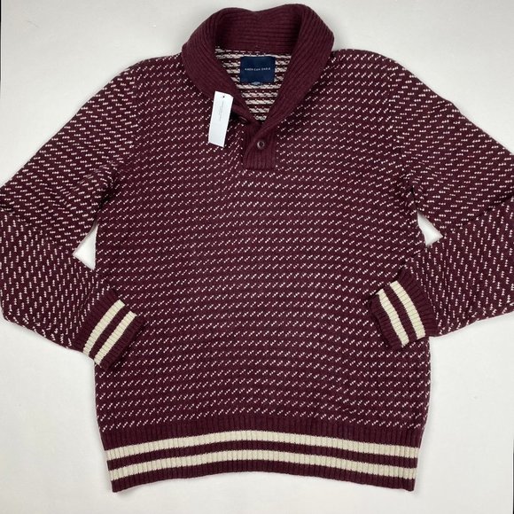 American Eagle Other - NEW American Eagle Shawl Collar Birdseye Pullover Sweater Men's Medium Burgundy